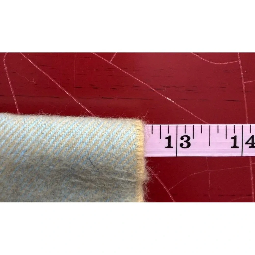 Vintage English Cashmere Scarf Plaid Pastel Blue Yellow Preppy Quiet Luxury